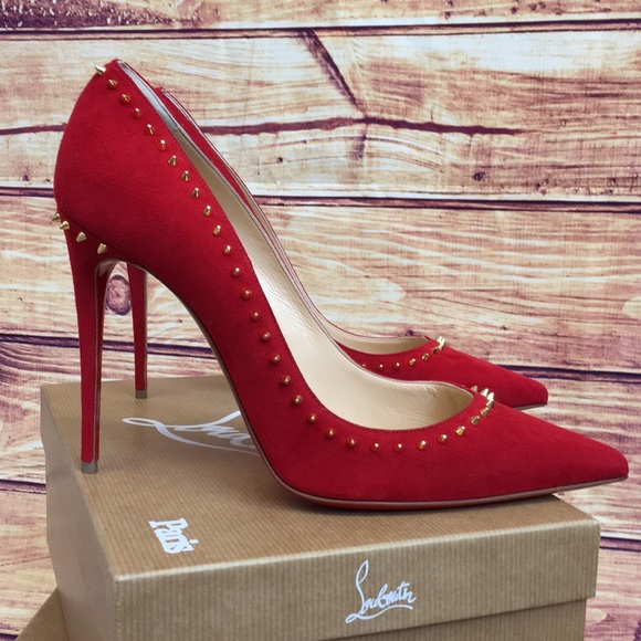 NIB Christian Louboutin Anjalina Red Suede Pumps - Picture 2 of 8